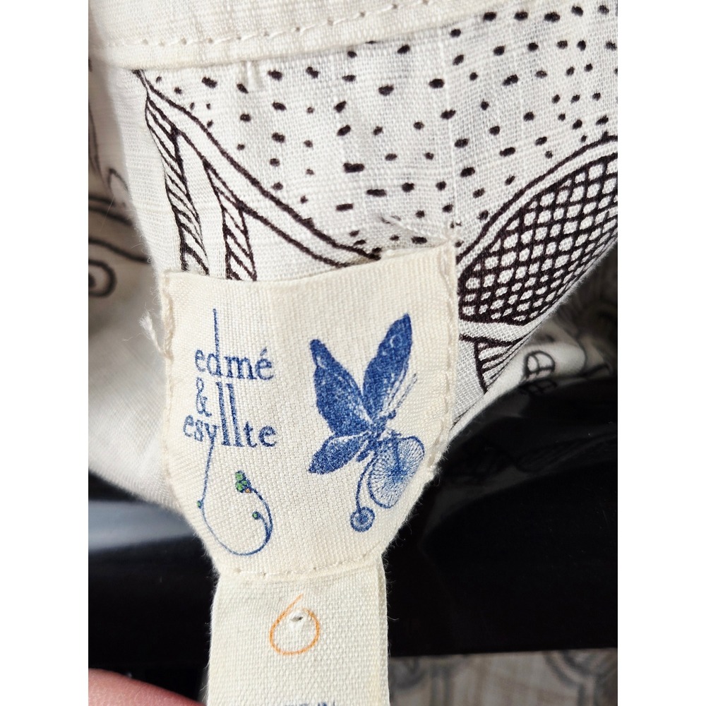 Anthropologie Edme & Esyllte Romantic Flutter Sleeve Bird Print Top, Size 6 - Picture 4 of 4